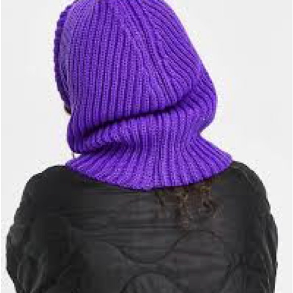 ASYOU chunky rib balaclava in purple - Picture 2 of 4